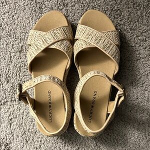 Lucky Brand Women's Cream Woven Sandals